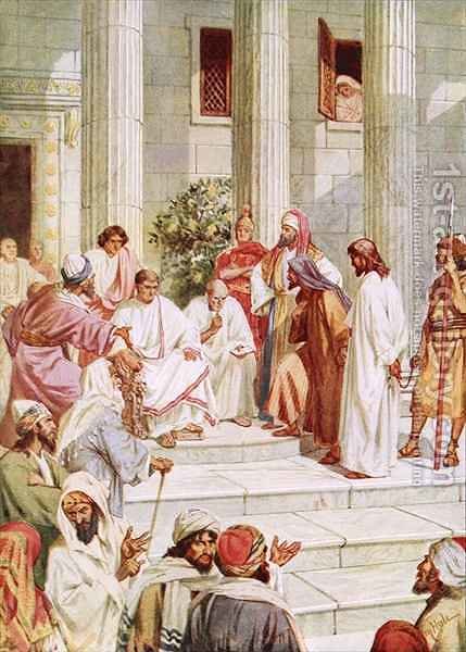 429x600 Jesus Brought Before Pilate William Brassey Hole Reproduction - Jesus Before Pilate Painting