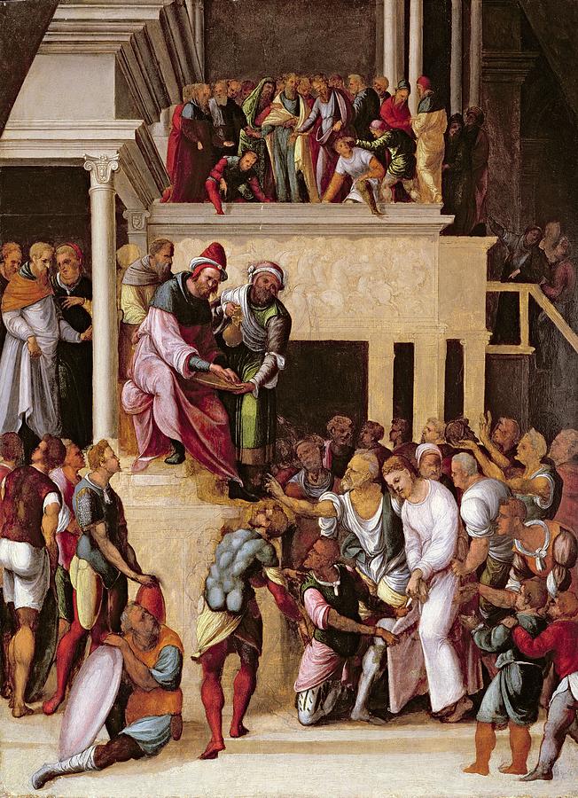 652x900 Christ Before Pilate, C.1530 Painting By Lodovico Mazzolino - Jesus Before Pilate Painting