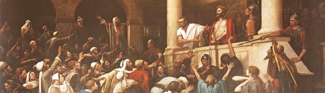 1140x326 Mihaly Munkacsy - Jesus Before Pilate Painting