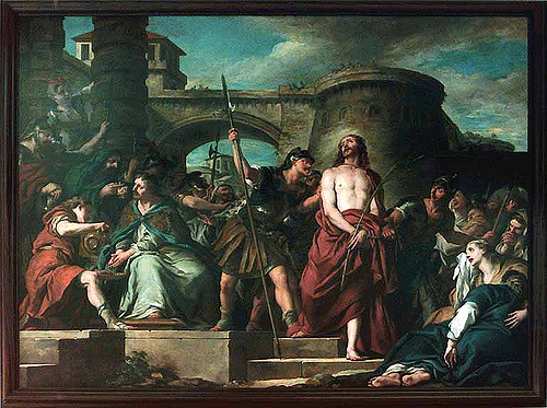 500x373 Troy, Jean Francois De (1679 1752) - Jesus Before Pilate Painting