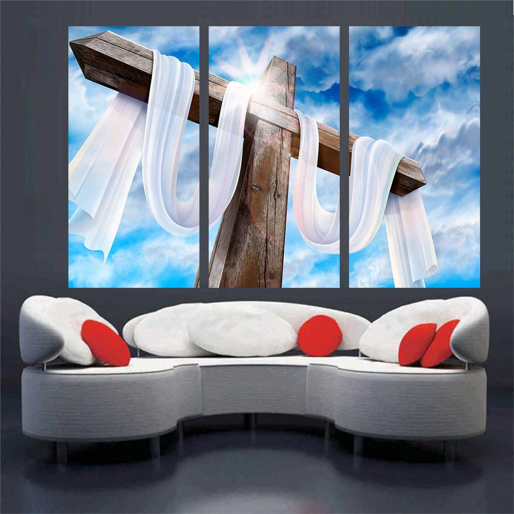1000x1000 Limited Edition Jesus Cross 3 Piece Canvas Painting - Jesus Canvas Painting