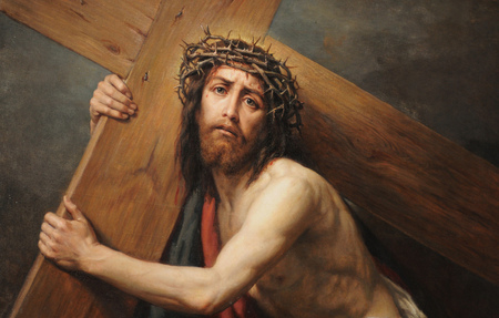 450x287 Jesus Carrying The Cross - Jesus Carrying Cross Painting