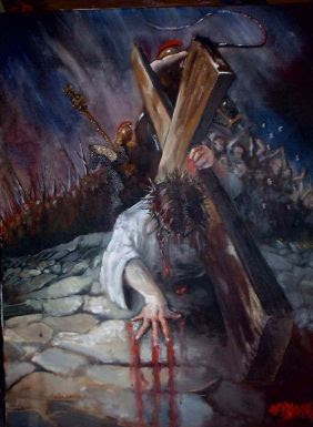 282x385 Contemplations From A Cradle Catholic - Jesus Carrying The Cross Painting