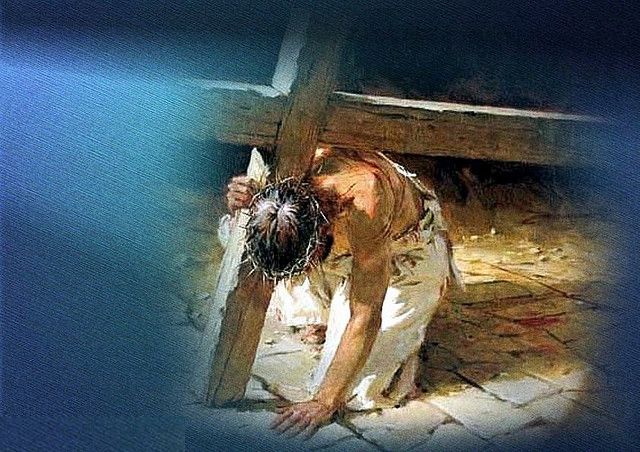 640x452 A Little Boy Sneaks Away And Witnesses The Crucifixion Of Christ - Jesus Carrying The Cross Painting