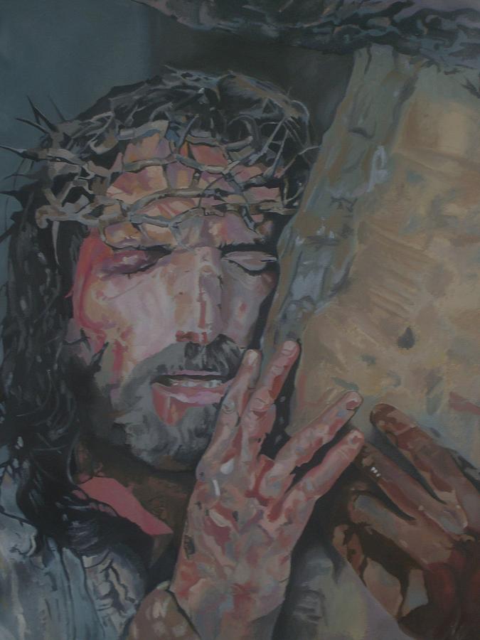 675x900 Jesus Carrying The Cross Painting By Bennie Parker - Jesus Carrying The Cross Painting