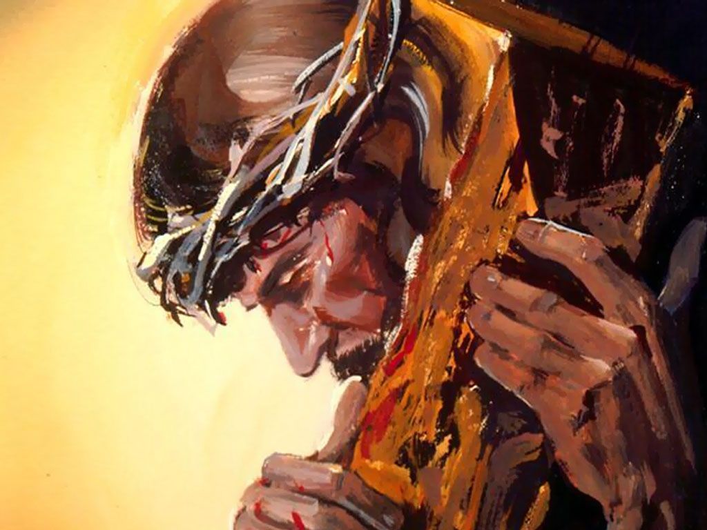 1024x768 Pictures Of Jesus Carrying The Cross - Jesus Carrying The Cross Painting