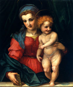 250x300 Madonna And Child Mary Baby Jesus Italian Painting By Andrea Del - Jesus Child Painting