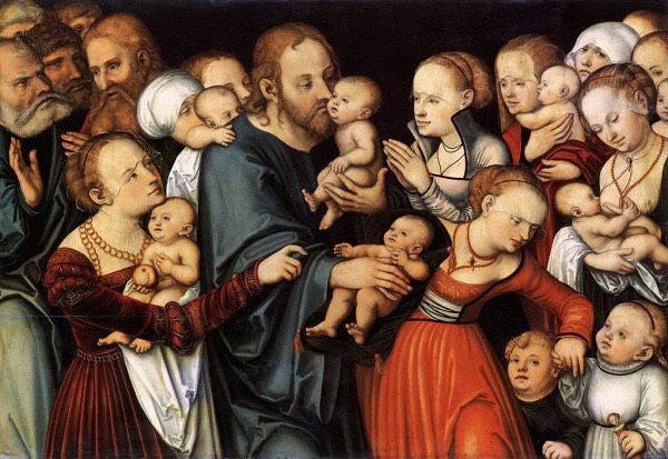 600x413 Cranach's Let The Little Children Come To Me - Jesus Child Painting