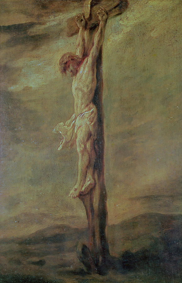 580x900 Christ On The Cross Painting By Rembrandt - Jesus Christ On The Cross Painting