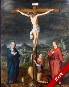 240x300 Crucifixion Of Jesus Christ Upon The Cross Painting Bible Art Real - Jesus Christ On The Cross Painting
