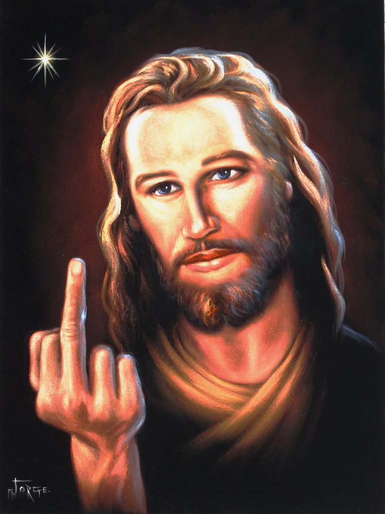 768x1024 Jesus Christ Middle Finger Bird Of Christ Original Oil - Jesus Christ Painting