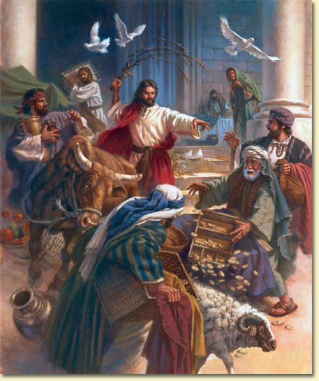 457x546 My Father's House (John 212 25) Los Angeles Ubf - Jesus Cleanses The Temple Painting