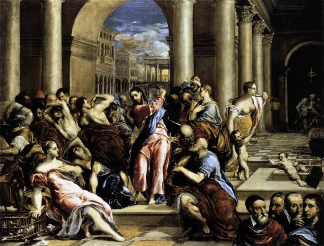 1053x800 Cleansing Of The Temple, 1584 94 By El Greco - Jesus Cleanses The Temple Painting