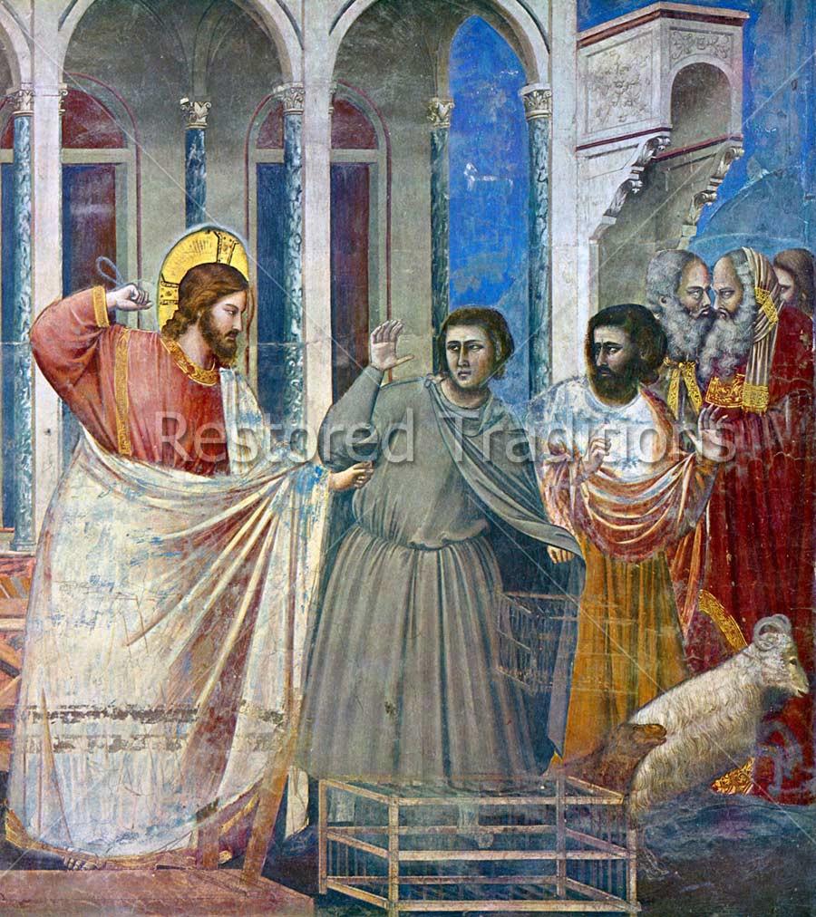 900x1012 High Res Giotto Image Christ Cleansing The Temple Of Money Changers - Jesus Cleansing The Temple Painting