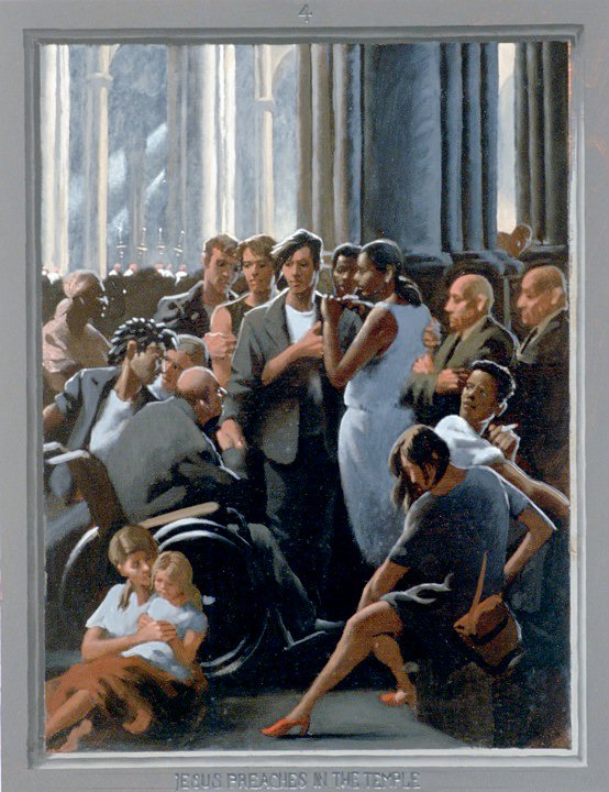 554x720 Day 2 Jesus Drives Out Money Changers And Preaches - Jesus Cleansing The Temple Painting