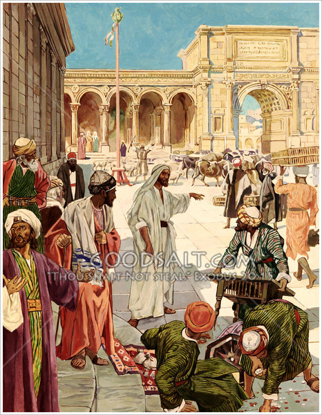 466x600 Jesus Cleanses The Temple From Defilement - Jesus Clears The Temple Painting