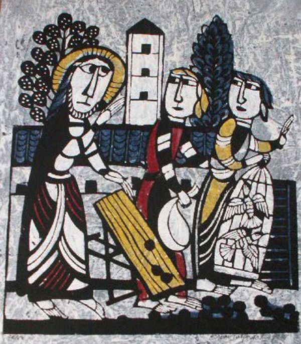 600x686 Sadao Wantanabe's The Cleansing The Temple, 1967 Coptic - Jesus Clears The Temple Painting