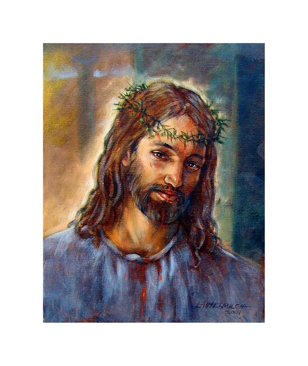 607x720 Jesus With Crown Of Thorns - Jesus Crown Of Thorns Painting