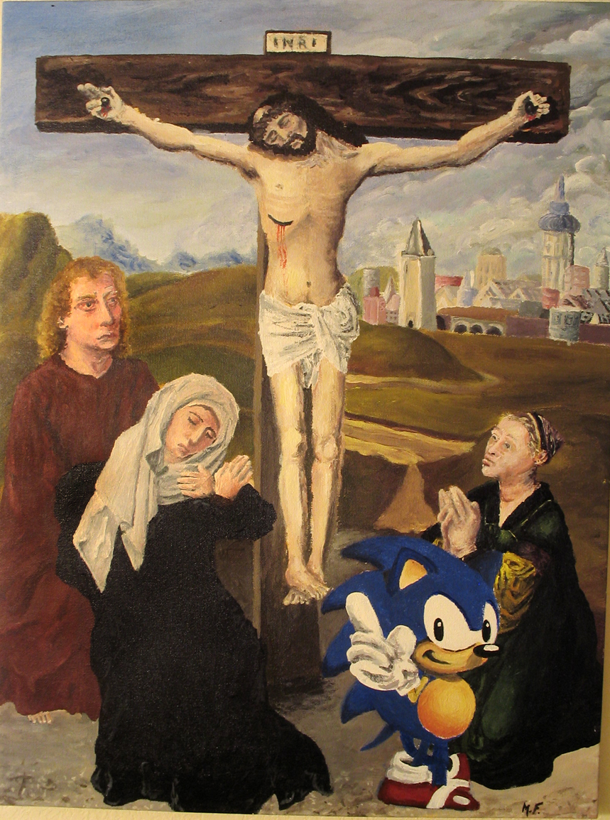 859x1155 Jesus And Sonic By Scorsesezoe - Jesus Death Painting