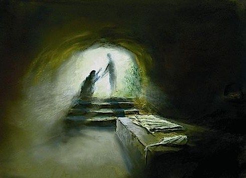 491x354 Jesus' Empty Tomb Jesus Is The Light Empty Tomb - Jesus Empty Tomb Painting