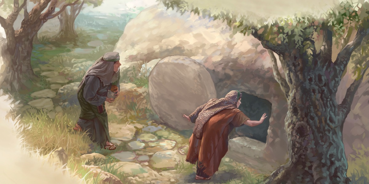 1200x600 Jesus' Resurrection Children's Bible Lessons - Jesus Empty Tomb Painting
