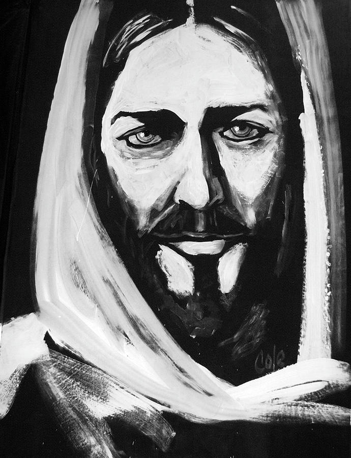 690x900 Face Of Christ Painting By Larry Cole - Jesus Face Painting