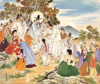 400x338 Korean Jesus Feeds 5000 Bible Story Images Bible - Jesus Feeds 5000 Painting
