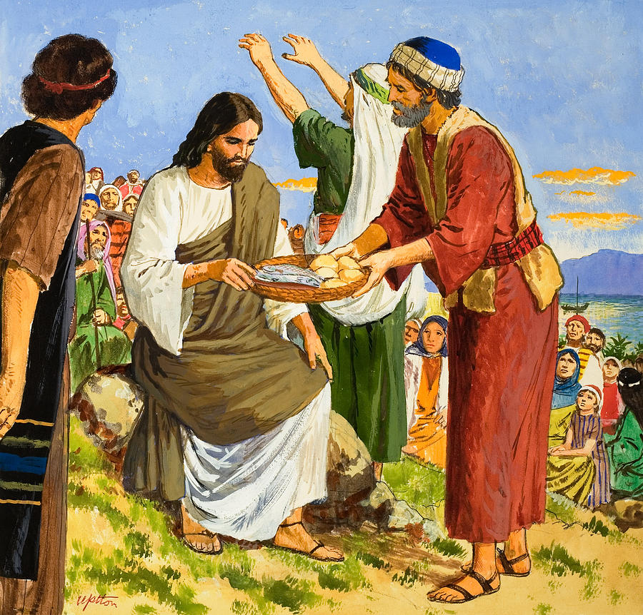 Jesus Feeds 5000 Painting at PaintingValley.com | Explore collection of ...