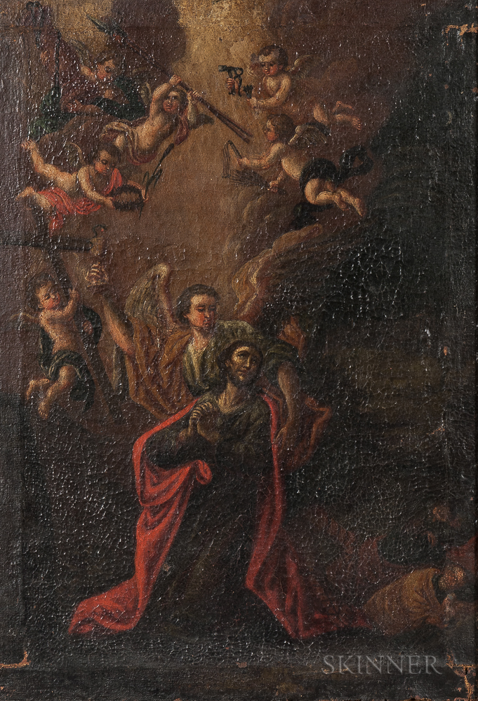 681x1000 Continental School, 19th Century Agony In The Gardenjesus - Jesus Gethsemane Painting