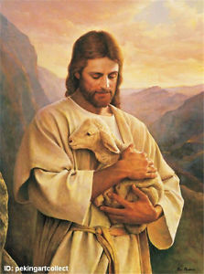 223x300 Hand Painted Portrait Oil Painting Art On Canvas Jesus And Sheep - Jesus Hand Painting