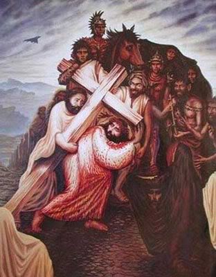 312x400 Is It Jesus With Cross Sign - Jesus Hand Painting