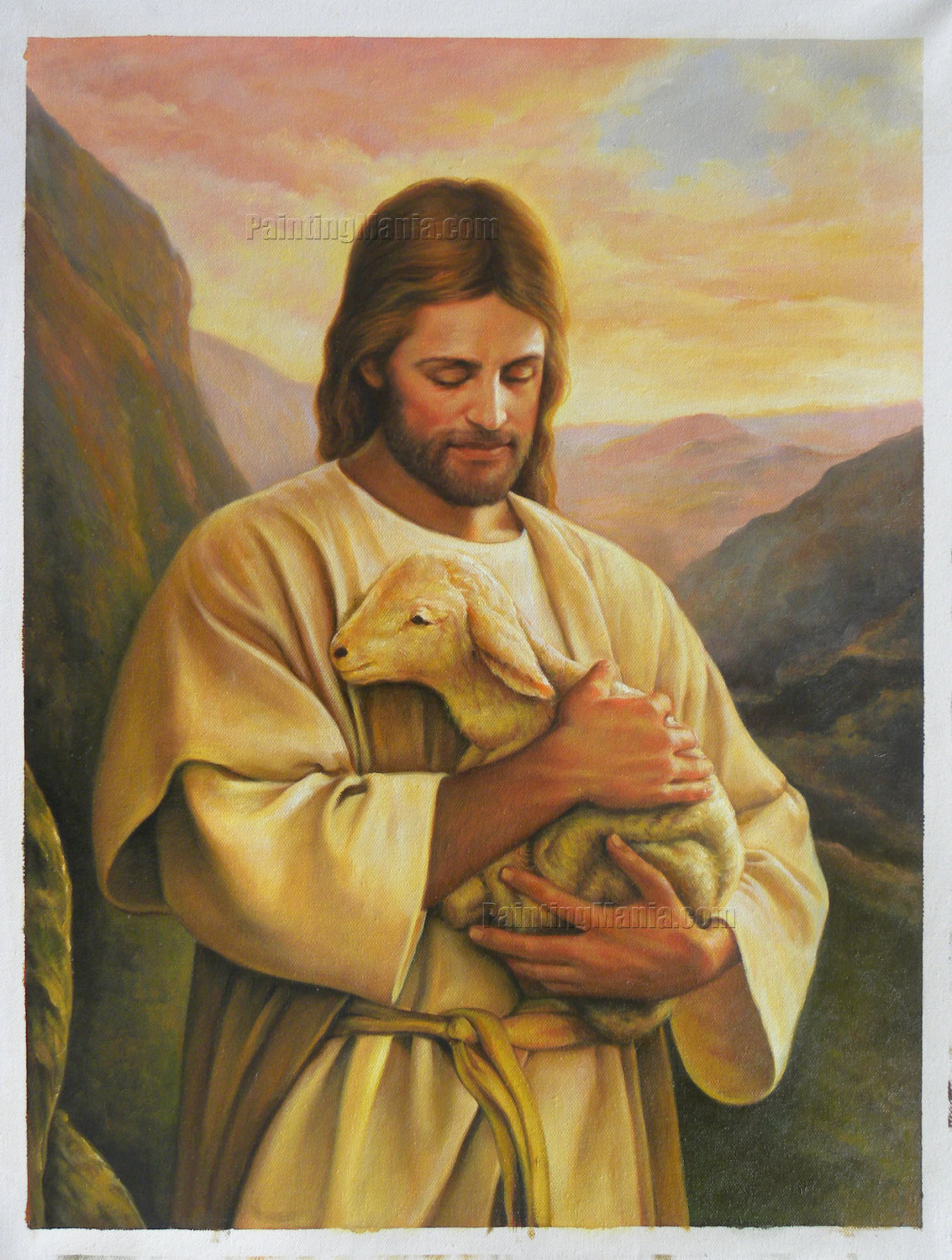 1133x1500 Jesus Christ With Lamb High Quality Hand Painted Oil - Jesus Hand Painting