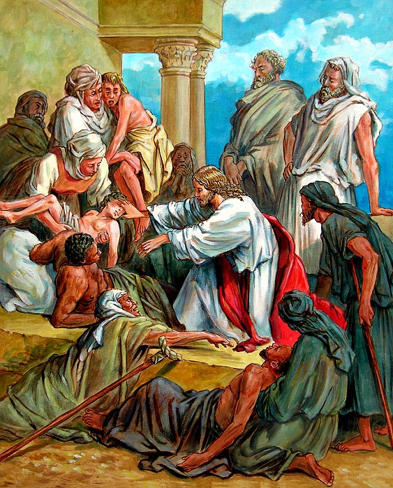563x700 Jesus Healing The Sick Painting By John Lautermilch - Jesus Healing Painting