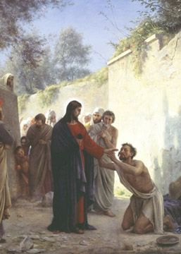 257x360 Jesus Healing The Blind Man By Carl Bloch Bible Art - Jesus Healing Painting