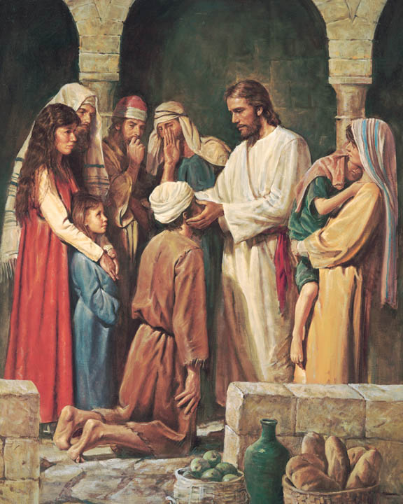 576x720 Jesus Heals A Blind Man - Jesus Healing Painting