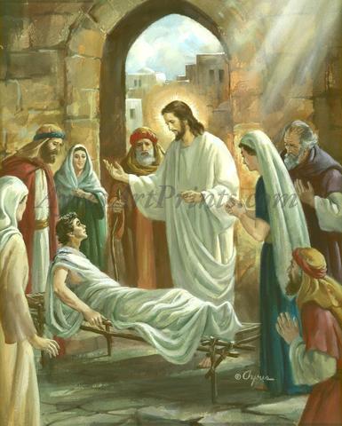 385x480 Ayres Art Prints - Jesus Healing Painting