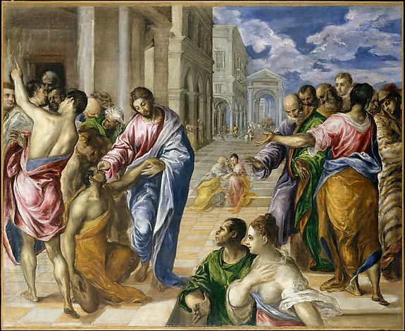 575x470 El Greco (Domenikos Theotokopoulos) Christ Healing The Blind - Jesus Healing Painting
