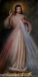 150x300 Handmade Oil Painting Repro Divine Mercy - Jesus I Trust In You Painting