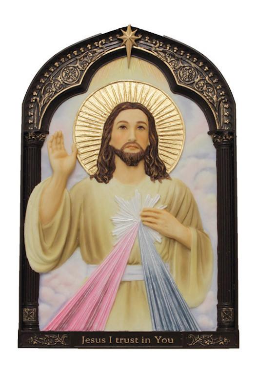 527x768 Divine Mercy Of Jesus Wall Hand Painted Plaque Icon Jesus I Trust - Jesus I Trust In You Painting
