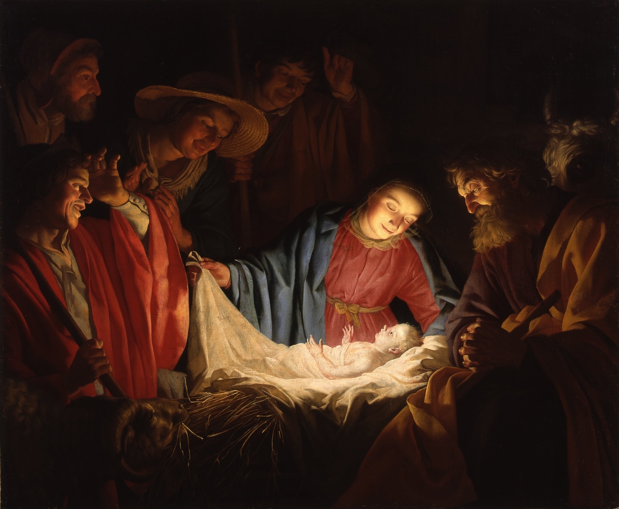 2057x1690 Nativity Of Jesus - Jesus In A Manger Painting