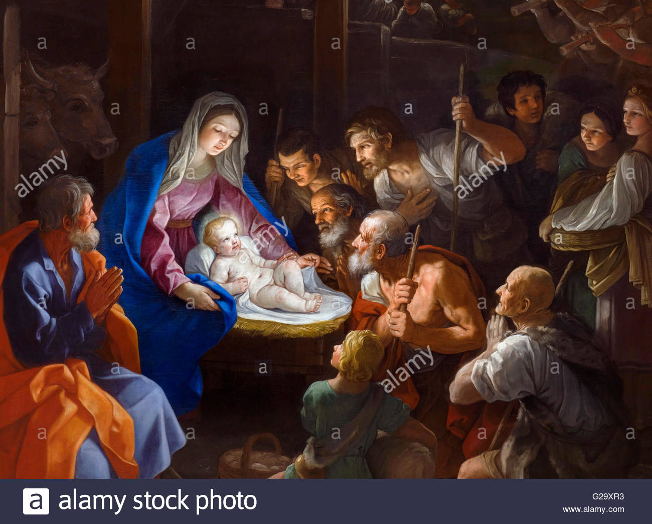 1300x1044 Nativity Painting.the Adoration Of The Shepherds By Guido Reni - Jesus In A Manger Painting
