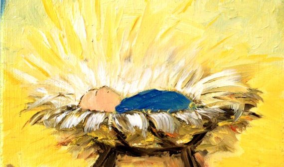 570x337 Taking Baby Jesus Out Of The Manger April Rodgers - Jesus In A Manger Painting