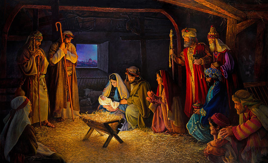 900x547 The Nativity Painting By Greg Olsen - Jesus In A Manger Painting