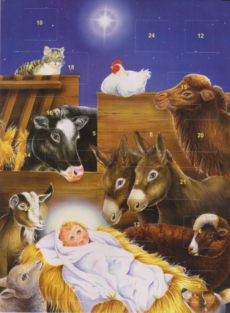 450x612 Advent Calendar - Jesus In A Manger Painting