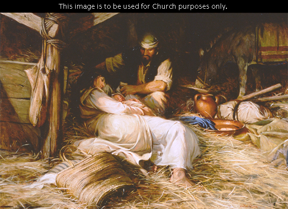 594x431 Behold The Lamb Of God - Jesus In A Manger Painting