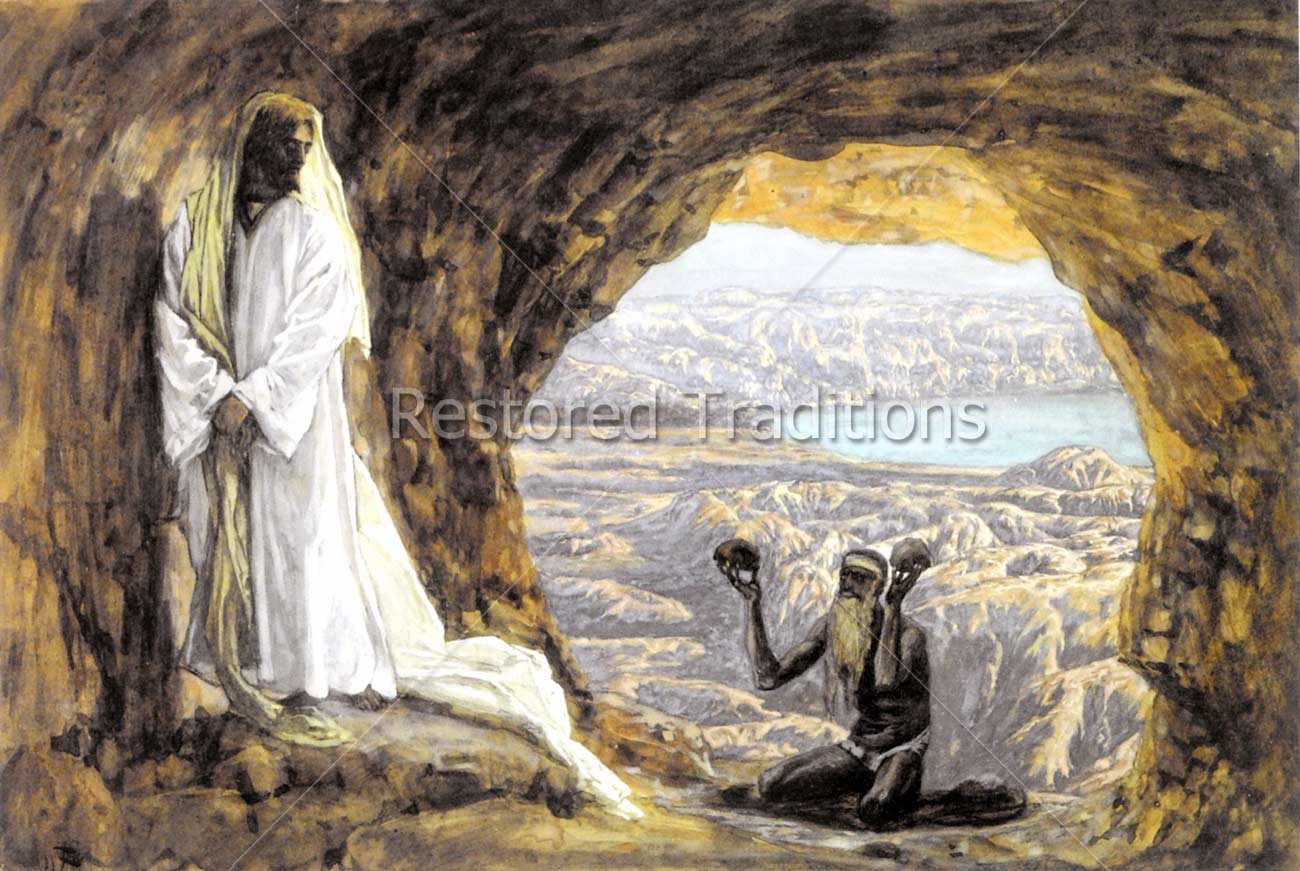 1300x871 Devil Tempts Jesus To Change Stones Into Bread Royalty Free Image - Jesus In The Desert Painting
