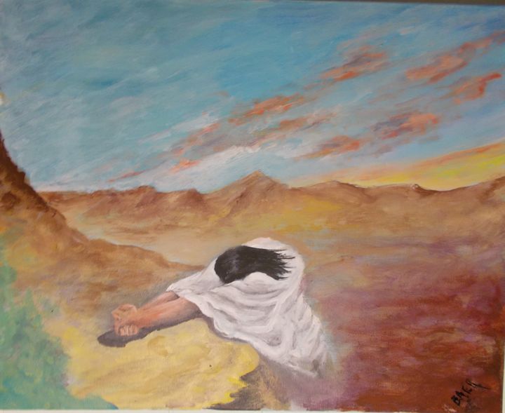 720x589 Jesus Praying In The Desert - Jesus In The Desert Painting