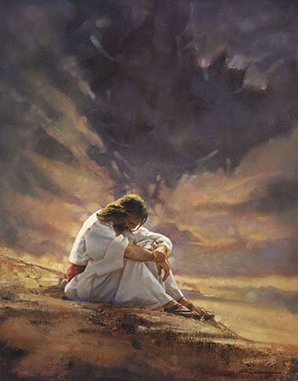 332x425 Ron Dicianni - Jesus In The Desert Painting