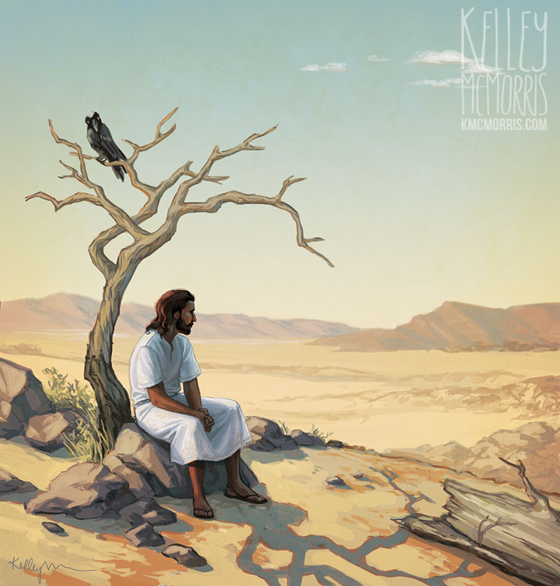 800x836 Kelley Mcmorris Illustration Jesus Tempted In The Desert - Jesus In The Desert Painting