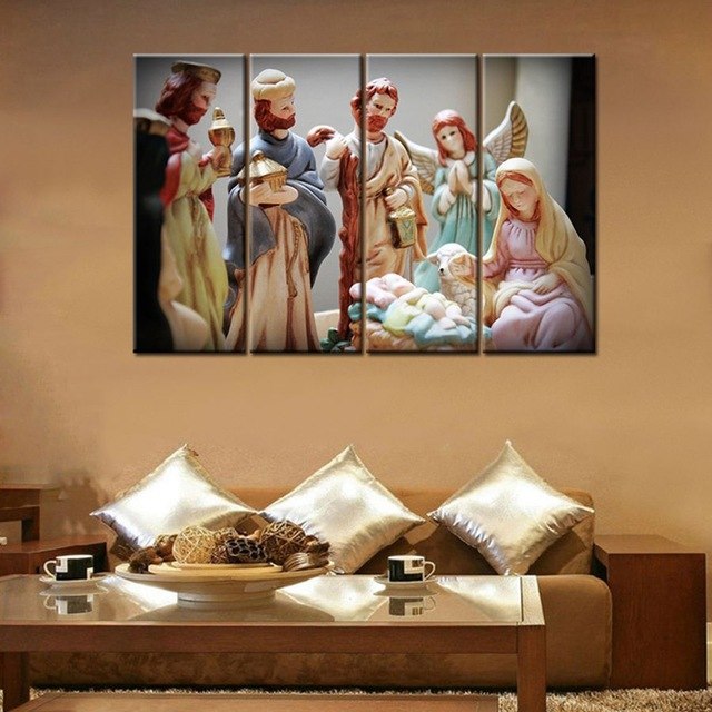 640x640 Jesus Was Born In A Manger Cartoon Figure Painting Printed - Jesus In The Manger Painting